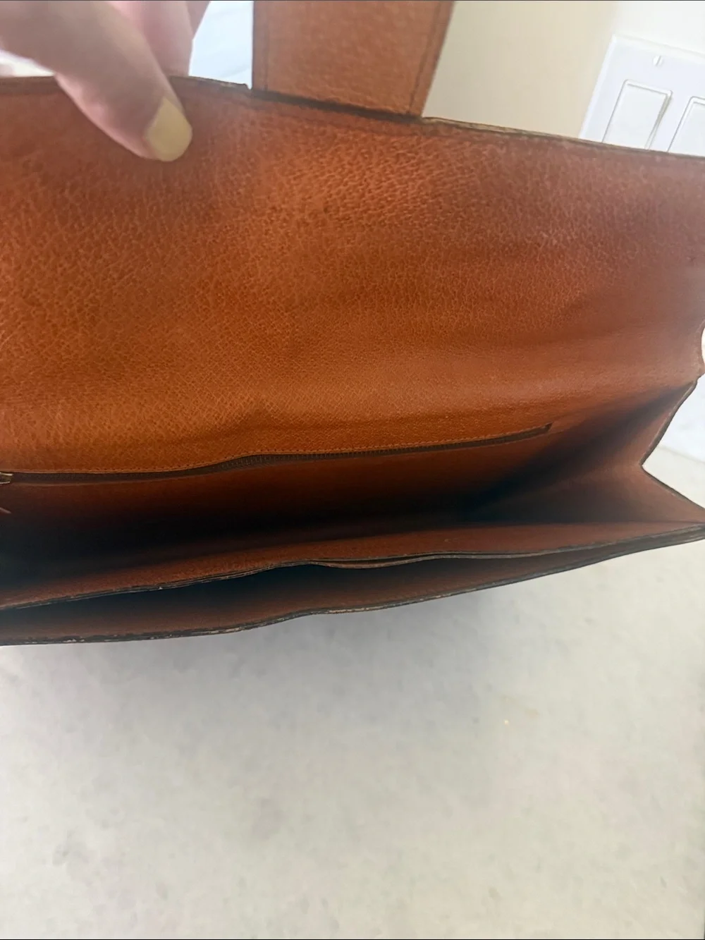 Louis Vuitton Monogram Canvas Men's Briefcase with Tan Leather Tab